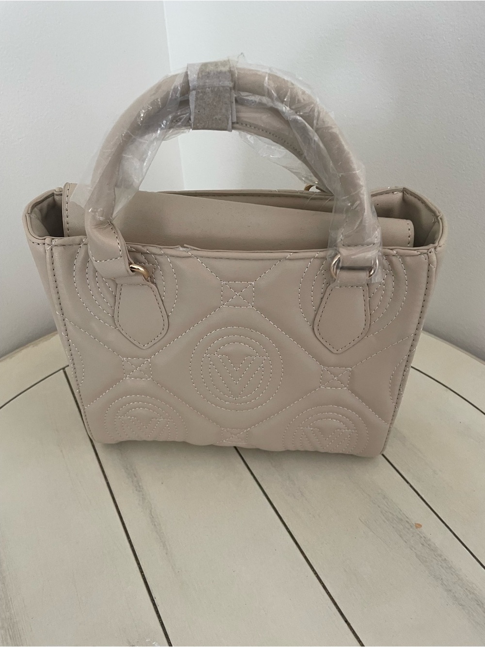 Valentino Orlandi Cream Quilted Satchel